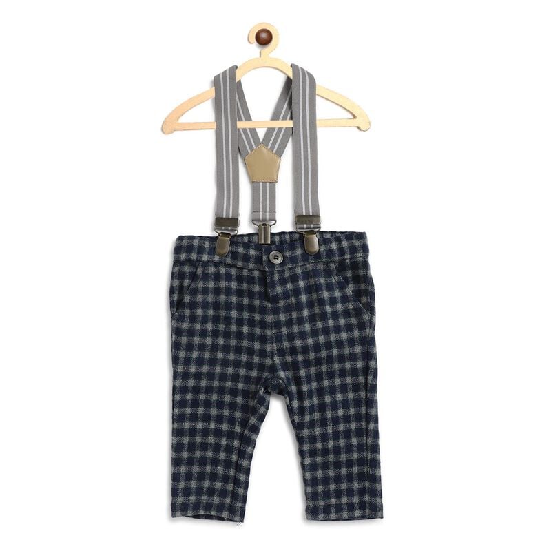 Flannel Long Trousers With Suspenders-Check Pattern image number 0